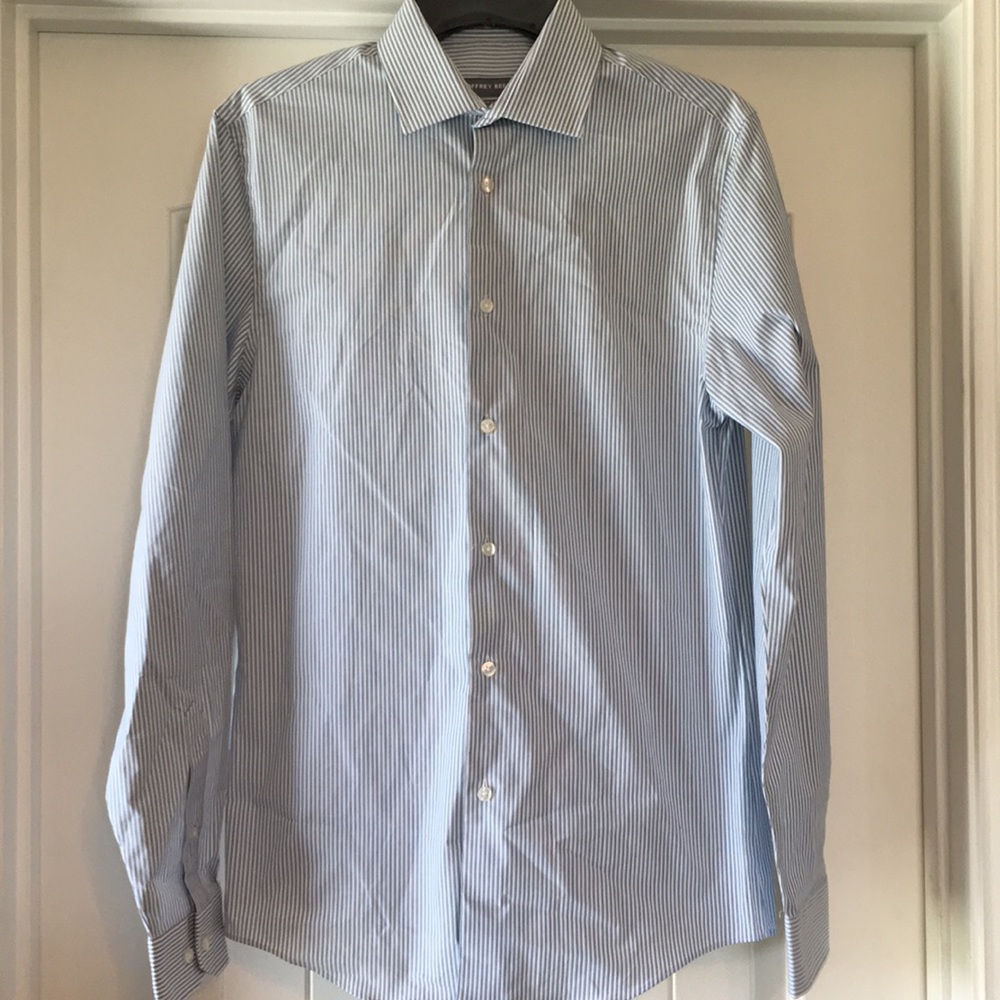 Blue & Gray stripe Dress Shirt Slim Fit 14-14 1/2